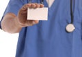 Doctor holding blank card Royalty Free Stock Photo