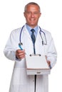 Doctor holding blank medical report Royalty Free Stock Photo