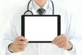 Doctor holding blank screen tablet pc Royalty Free Stock Photo