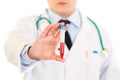 Doctor holding blood sample in hand. Close-up.