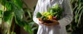 The doctor holding a bowl of fresh, vibrant vegetables in a lush setting..AI generated image Royalty Free Stock Photo