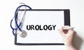 Doctor holding a card with Urology, Medical concept