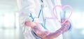 Doctor holding a 3d rendering medical heart curve Royalty Free Stock Photo