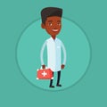 Doctor holding first aid box vector illustration. Royalty Free Stock Photo