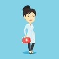 Doctor holding first aid box vector illustration. Royalty Free Stock Photo