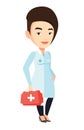 Doctor holding first aid box vector illustration. Royalty Free Stock Photo