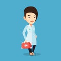 Doctor holding first aid box vector illustration. Royalty Free Stock Photo