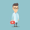 Doctor holding first aid box vector illustration. Royalty Free Stock Photo