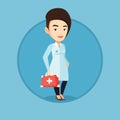 Doctor holding first aid box vector illustration. Royalty Free Stock Photo