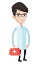 Doctor holding first aid box vector illustration. Royalty Free Stock Photo
