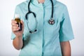 Doctor holding medicated syrup Royalty Free Stock Photo