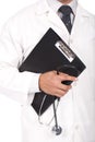 Doctor holding note books and stetoscope