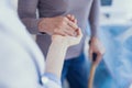 Doctor is holding patient hand in the hospital Royalty Free Stock Photo