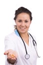Doctor holding pills. Royalty Free Stock Photo