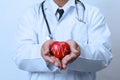 Doctor holding a red heart. healthy care concept Royalty Free Stock Photo