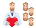 Doctor holding red heart - set