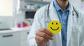 Doctor holding smiley face.AI generated image Royalty Free Stock Photo