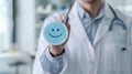 The doctor holding smiley face.AI generated image Royalty Free Stock Photo