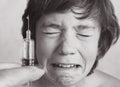 Boy aftaid of vaccination injection Royalty Free Stock Photo