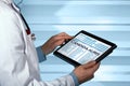 Doctor holding tablet with a candida auris diagnosis in digital Royalty Free Stock Photo