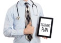 Doctor holding tablet - Treatment plan