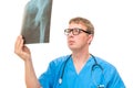 Doctor holding an x-ray pelvis isolated Royalty Free Stock Photo