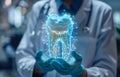 Doctor holds digital image of tooth in his hands. Royalty Free Stock Photo