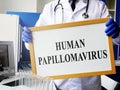 Doctor holds sign Human papillomavirus HPV Royalty Free Stock Photo