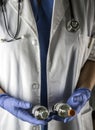 Doctor holds two vials vaccine in a hospital Royalty Free Stock Photo