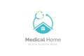 doctor home logo design with stethoscope icon