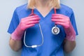 doctor in the hospital holding a stethoscope