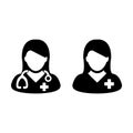 Doctor Icon Vector with Female Patient Medical Consultation