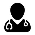 Doctor Icon Vector Male Avatar With Stethoscope Glyph Pictogram illustration Royalty Free Stock Photo