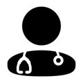 Doctor Icon Vector Male Avatar With Stethoscope Glyph Pictogram illustration Royalty Free Stock Photo