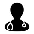 Doctor Icon Vector Male Avatar With Stethoscope Glyph Pictogram illustration Royalty Free Stock Photo