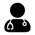 Doctor Icon Vector Male Avatar With Stethoscope Glyph Pictogram illustration Royalty Free Stock Photo