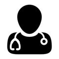 Doctor Icon Vector Male Avatar With Stethoscope Glyph Pictogram illustration Royalty Free Stock Photo