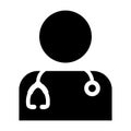 Doctor Icon Vector Male Avatar With Stethoscope Glyph Pictogram illustration Royalty Free Stock Photo