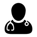 Doctor Icon Vector Male Avatar With Stethoscope Glyph Pictogram illustration Royalty Free Stock Photo