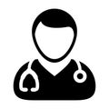 Doctor Icon Vector With Stethoscope for Medical Consultation Physician Profile Symbol Male Avatar in Glyph Pictogram Royalty Free Stock Photo