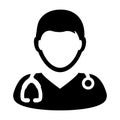 Doctor Icon Vector With Stethoscope for Medical Consultation Physician Profile Symbol Male Avatar in Glyph Pictogram Royalty Free Stock Photo