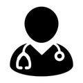 Doctor Icon Vector With Stethoscope for Medical Consultation Physician Profile Symbol Male Avatar in Glyph Pictogram Royalty Free Stock Photo