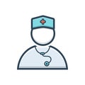 Color illustration icon for Doctor, female and healthcare