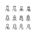 Doctor icons, nurse symbols, medical professionals vector avatars