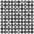 100 doctor icons set black circle