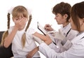 Doctor inject inoculation to child. Royalty Free Stock Photo