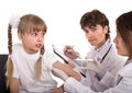 Doctor inject inoculation to child. Royalty Free Stock Photo