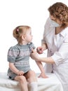 Doctor injecting or vaccinating child isolated