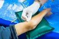 Doctor injection needle on arm to collect blood for test the health Royalty Free Stock Photo