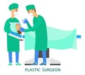 Doctor injects girl into the face. Plastic surgery in the hospital. Assistant holds a container